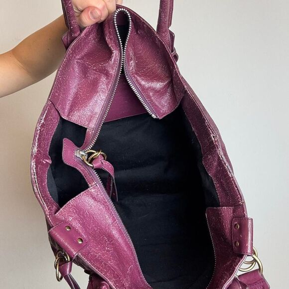 Vintage Y2K Chloe Leather Plum Purple Tote Bag - Picture 6 of 8